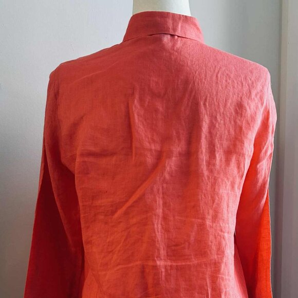Massimo Dutti Coral Linen Long Sleeve Shirt with Ladder Stitch Cuffs – US 6 - Picture 8 of 13